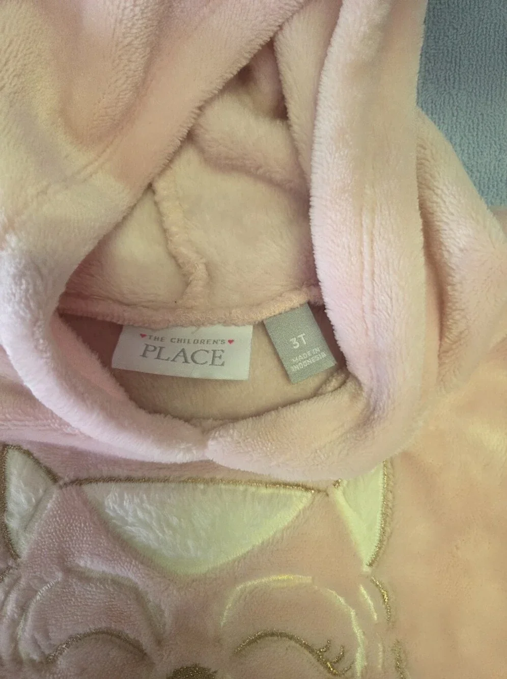 The Children's Place Light Pink Plush Hooded Top with Owl Detail